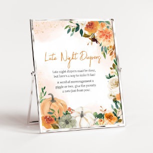 Orange Höst Blommigt Pumpkin Late Night Diaper Poster