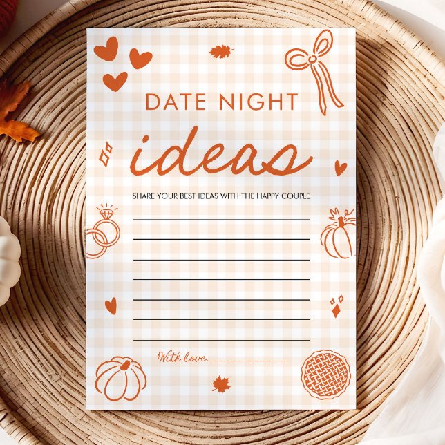 Orange Höst Datum Natt Idéer Bröllopsfest Spel Inbjudningar (Orange Fall Date Night Ideas Bridal Shower Game)