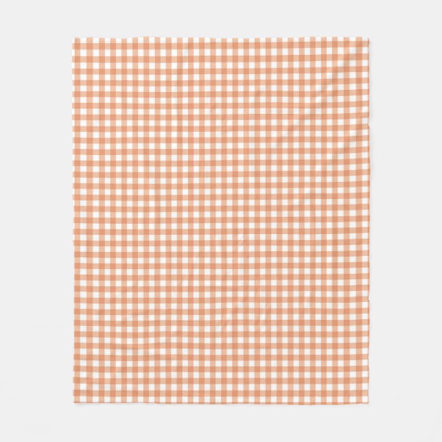 Orange Höst Gingham Rutigt Randigt Mönster Fleecefilt (Framsidan)