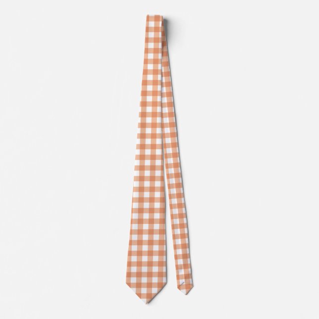 Orange Höst Gingham Rutigt Randigt Mönster Slips (Framsida)