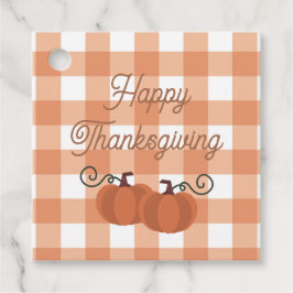 Orange höst-gingham-rutmönster gåvor etiketter