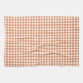 Orange höst-gingham-rutmönster kökshandduk