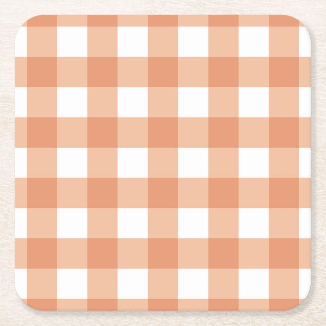 Orange höst-gingham-rutmönster underlägg papper kvadrat (Framsidan)