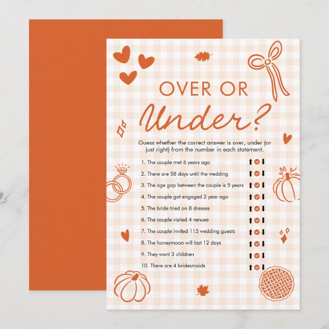 Orange Höst Handritad Bröllopsdusch Över eller Und Inbjudningar (Fram/baksida)