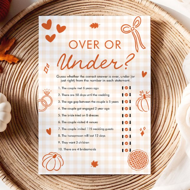 Orange Höst Handritad Bröllopsdusch Över eller Und Inbjudningar (Orange Fall Hand Drawn Bridal Shower Over or Under)