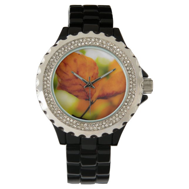 Orange höst löv armbandsur (Framsida)