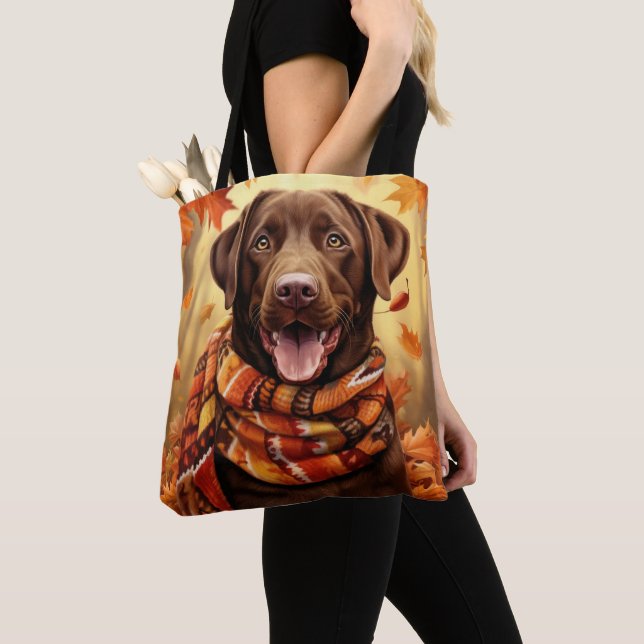 ORANGE HÖST LÖV KKOLATLABRADOR-RETRIKTION TYGKASSE (Närbild)