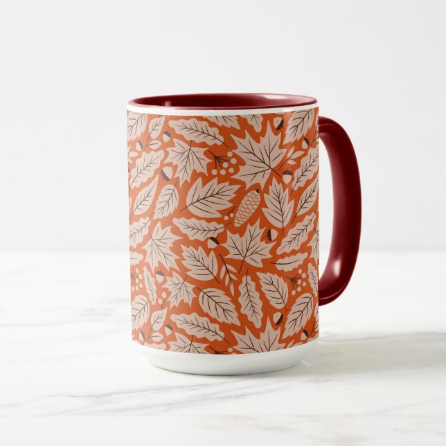 Orange Höst löv och Mönster Mugg (Framsida höger)