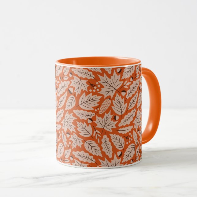 Orange Höst löv och Mönster Mugg (Framsida höger)