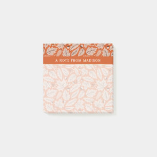 Orange Höst löv och Mönster Post-it Block