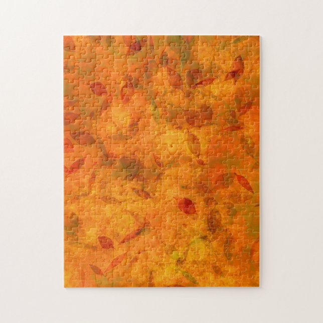 Orange Höst löv på Fabric Pussel (Vertikal)