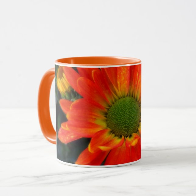 Orange höstblomma dryckesmugg mugg (Framsida vänster)
