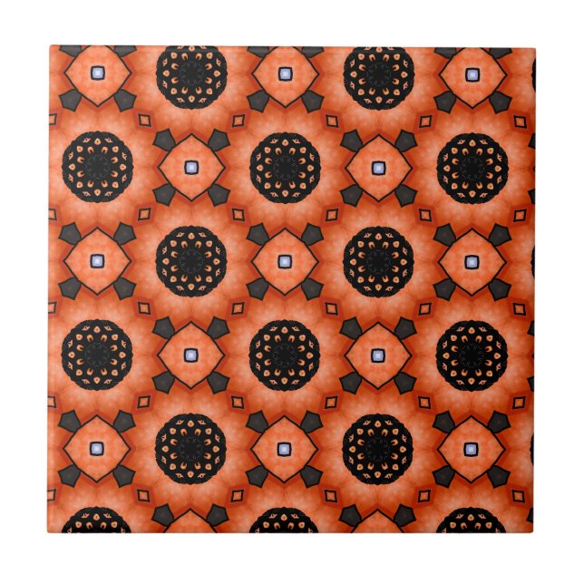 Orange Höstblomma Kakelplatta (Framsidan)