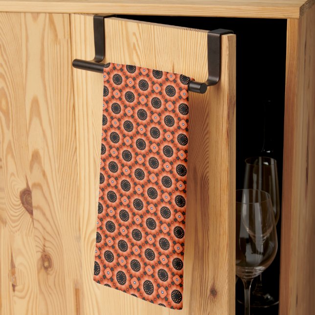 Orange höstblomma kökshandduk (Thirds Fold)
