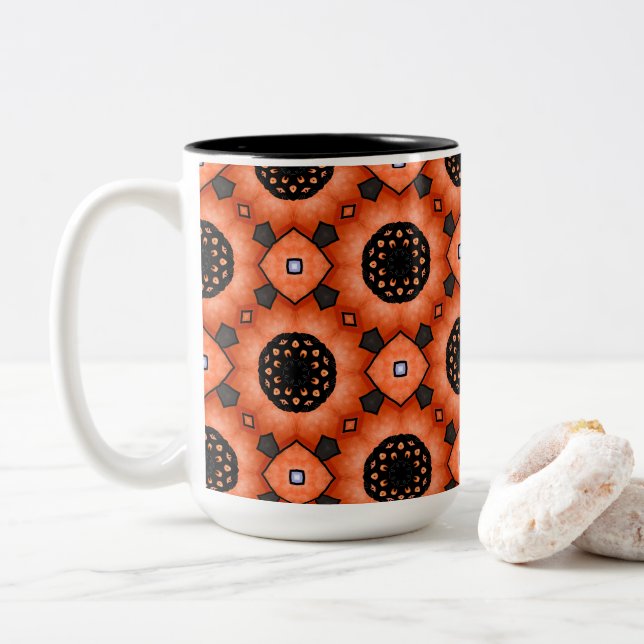 Orange höstblomma Två-Tonad mugg (Med munk)
