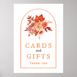 Orange höstblommor och bladfall bröllop poster