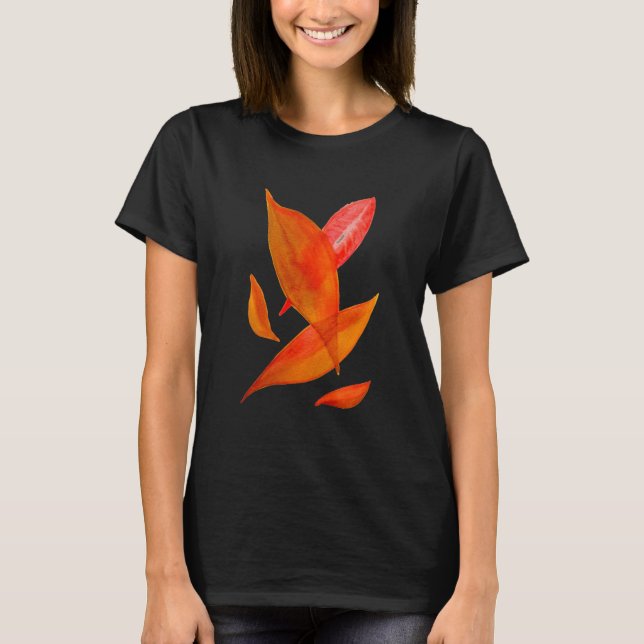 Orange Hösten Fall säsong löv art T Shirt (Framsida)