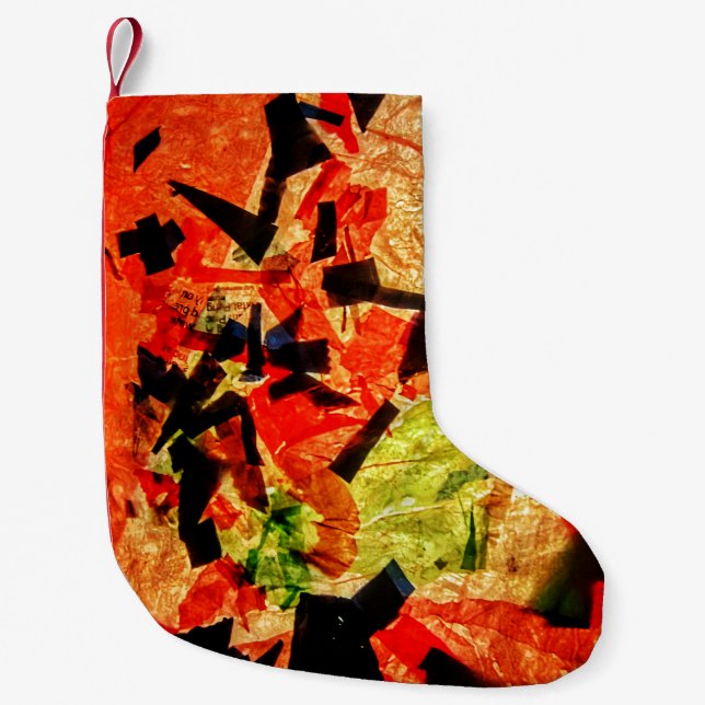 orange, höstjulstrumpor,Orangens abstrakt Liten Julstrumpa (Framsidan)