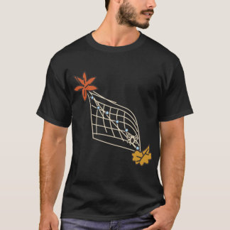 Orange höstlöv Spindelväv med vattendroppar T Shirt