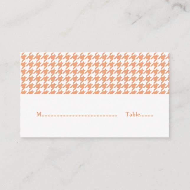 Orange Houndstooth Bröllop Place Card Placeringskort (Framsida)