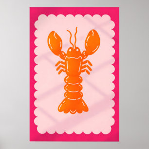 Orange hummeraffisch, djärv popkonst köksvägg poster