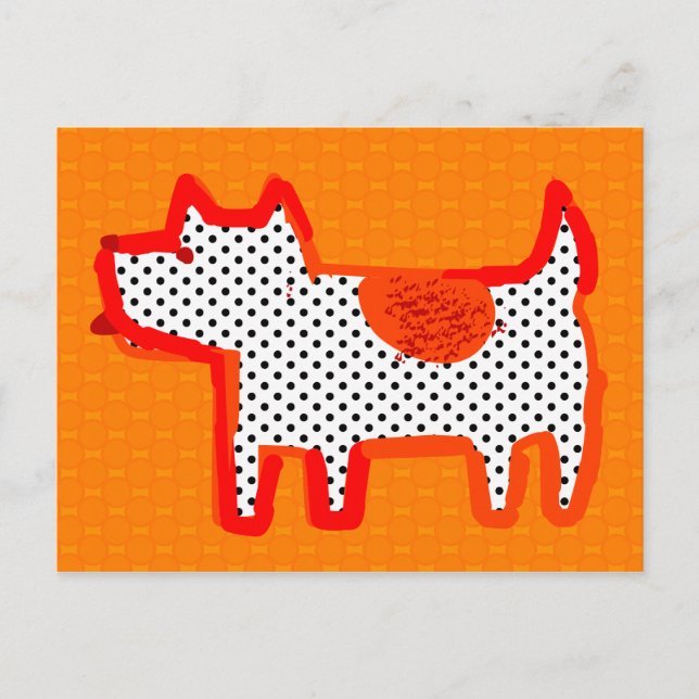 "orange hund" digitalmålning vykort (Framsida)