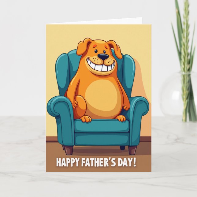 Orange Hund Fars Dag Kort (Framsida)