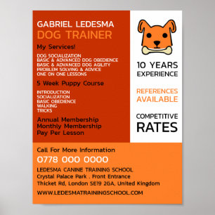 Orange Hund, Hund Trainer Advertising Poster