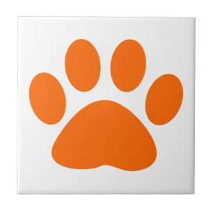 Orange Hund Kat Paw Skriv ut Kakelplatta