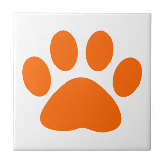 Orange Hund Kat Paw Skriv ut Kakelplatta