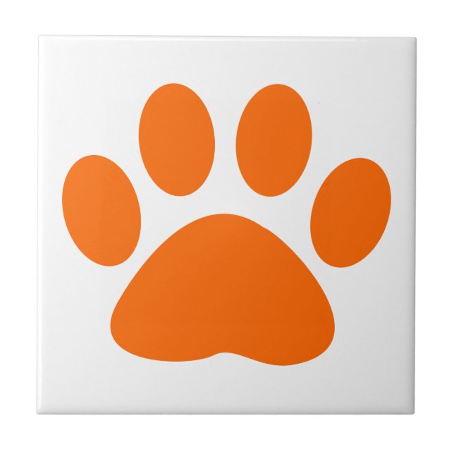 Orange Hund Kat Paw Skriv ut Kakelplatta (Framsidan)