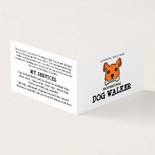 Orange Hund med Bone, Dog Walker Detailed Visitkort