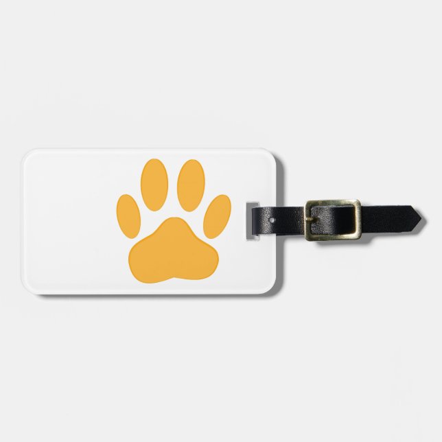 Orange Hund Pawprint Bagagebricka (Horisontell Framsida)