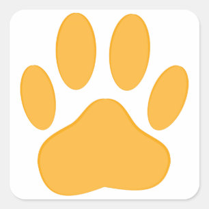 Orange Hund Pawprint Fyrkantigt Klistermärke