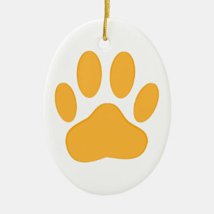 Orange Hund Pawprint Julgransprydnad Keramik