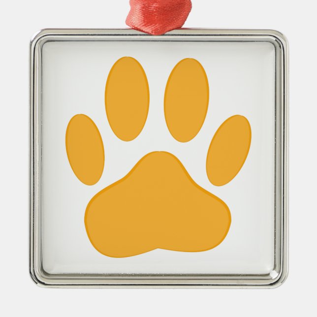 Orange Hund Pawprint Julgransprydnad Metall (Framsidan)