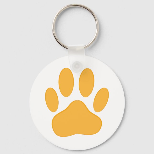Orange Hund Pawprint Nyckelring (Framsida)