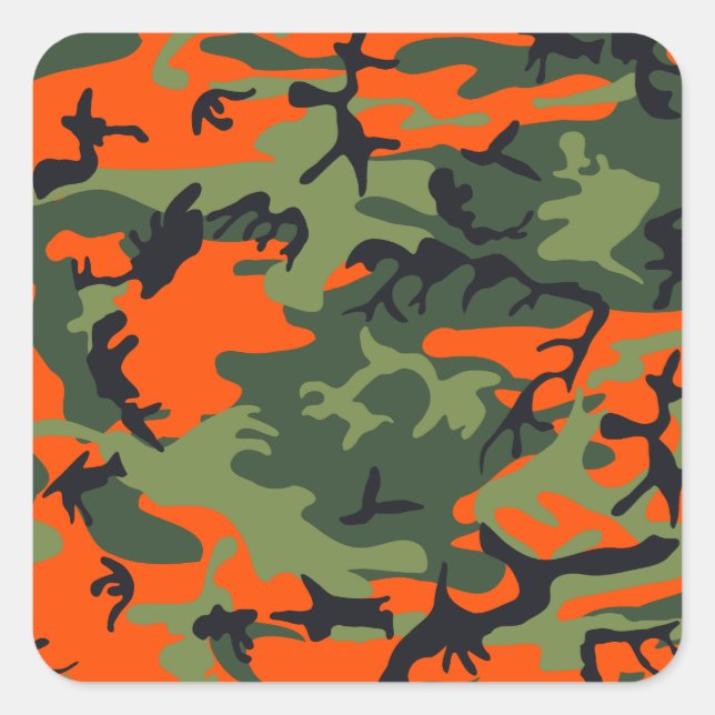 Orange Hunter Camo Fyrkantigt Klistermärke (Framsida)