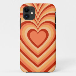 Orange Hypnotic Heart Kärlek Mönster