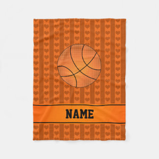 Orange i basketboll med eget namn rand fleecefilt