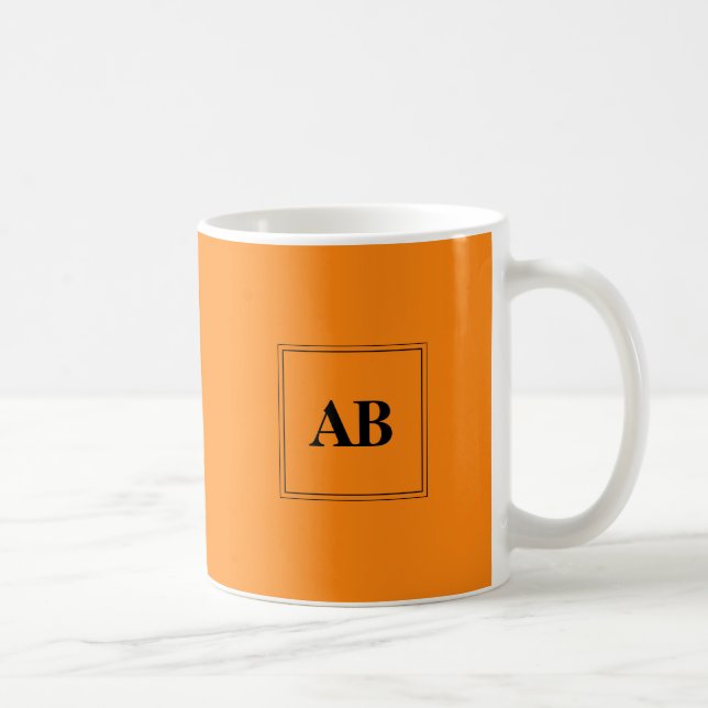 Orange i fast färg med monogram kaffemugg (Höger)