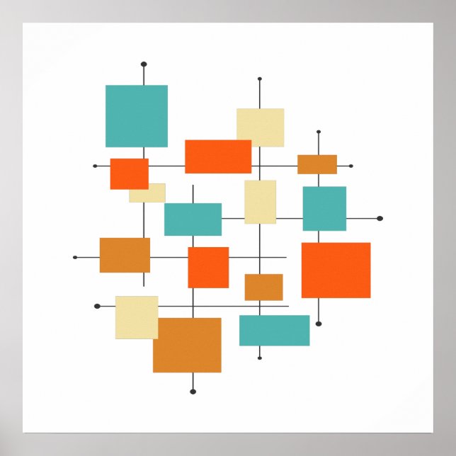 Orange i mitten av århundradet och skalgeometrisk  poster (Framsidan)