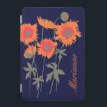 orange i namn, poppies i blommigt fodral täcke iPad mini skydd<br><div class="desc">Fin fet grafisk orange blomma fodral i orange,  oliv grönt och marinerade nyanser. Anpassa med ditt namn. För närvarande står det Marianne. Unik designad av Sarah Trett för www.mylittleeden.com</div>