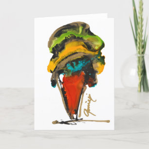 Orange Ice Cream Cone Lovitude Blankt anteckningsk Tack Kort
