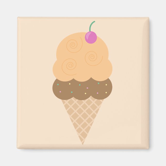 Orange Ice Cream Cone Magnet (Framsidan)