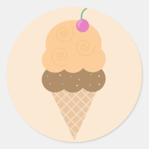 Orange Ice Cream Cone Runt Klistermärke