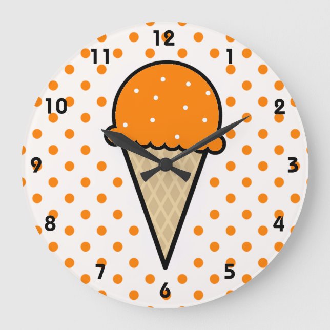 Orange Ice Cream Cone Stor Klocka (Framsida)