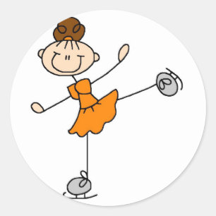 Orange Ice Skater Sticker Runt Klistermärke