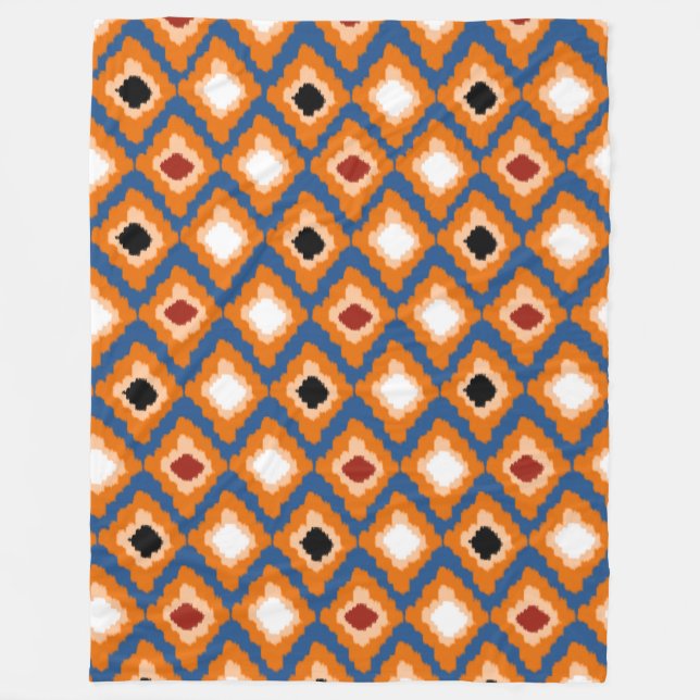 Orange Ikat Diamonds Anpassningsbar Fleece Blanket (Framsidan)