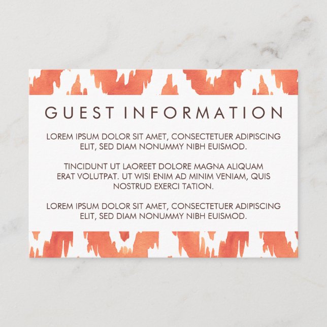 Orange Ikat Guest Information Tilläggskort (Framsida)